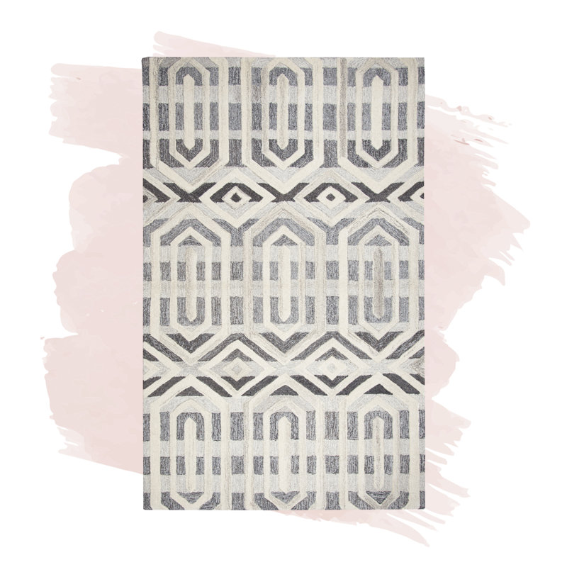 Tapis gris / naturel en laine touffeté à la main Preusser, Rectangle 10 pi x 13 pi