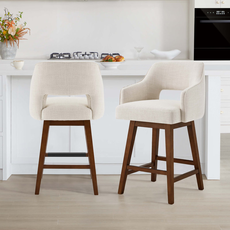 Ensemble de 2 tabourets pivotants rembourrés Lainey, Lin Effie