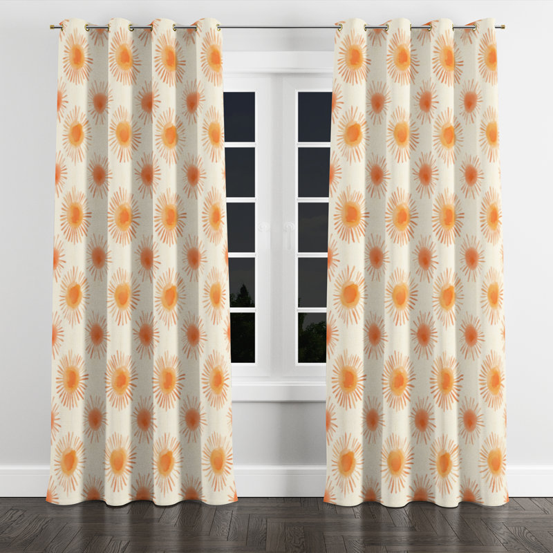 Rideaux Starburst - rideau à œillets orange Bahman - 1 panneau, L 52 po x L 84 po, Œillets dorés