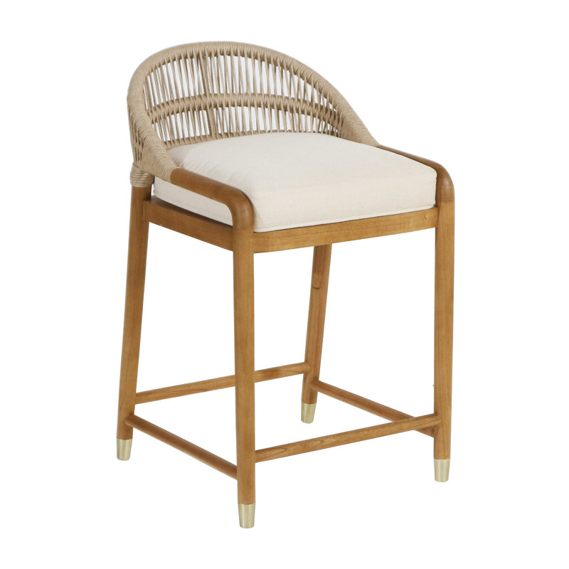Tabouret de comptoir rembourré Fara en chêne américain Fara