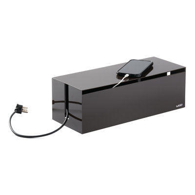 Yamazaki Home Cable Management Box – Cord Organizer Box with Lid, Minimalist Cable Storage for Office, ABS Plastic