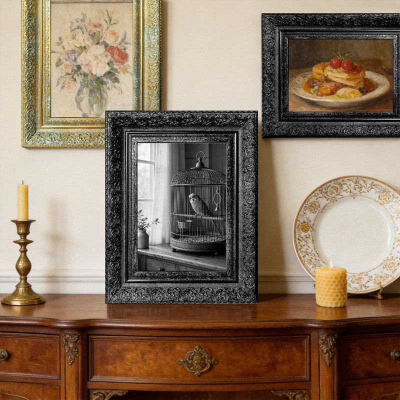 Cadre photo noir de style héritage 1pc pour photos 5 po x 7 po et affichage mural et de table, Noir, 1, 5" W x 7" H