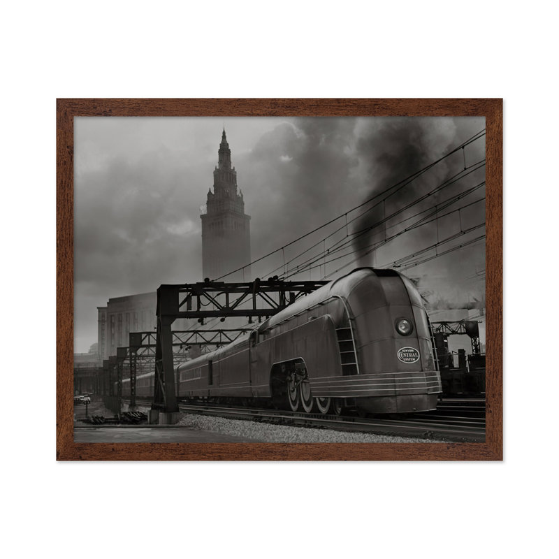 New York Central Mercury Train, Poster, 24"H x 32"W, Brown Framed
