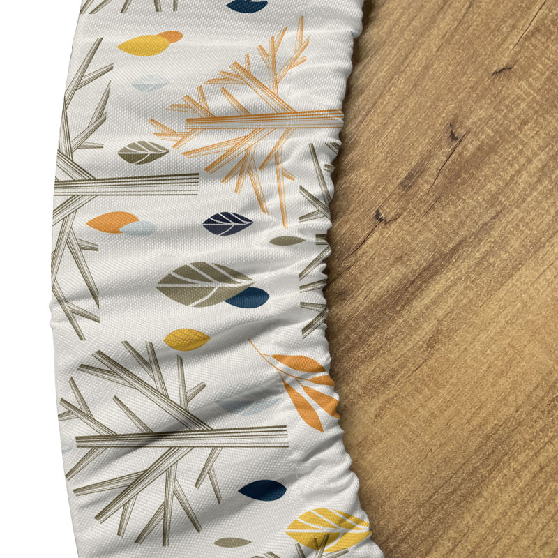 Winston Porter Botanical Fitted Round Tablecloth 36"- 40" Diameter Eggshell Multicolor, 47.24" Round