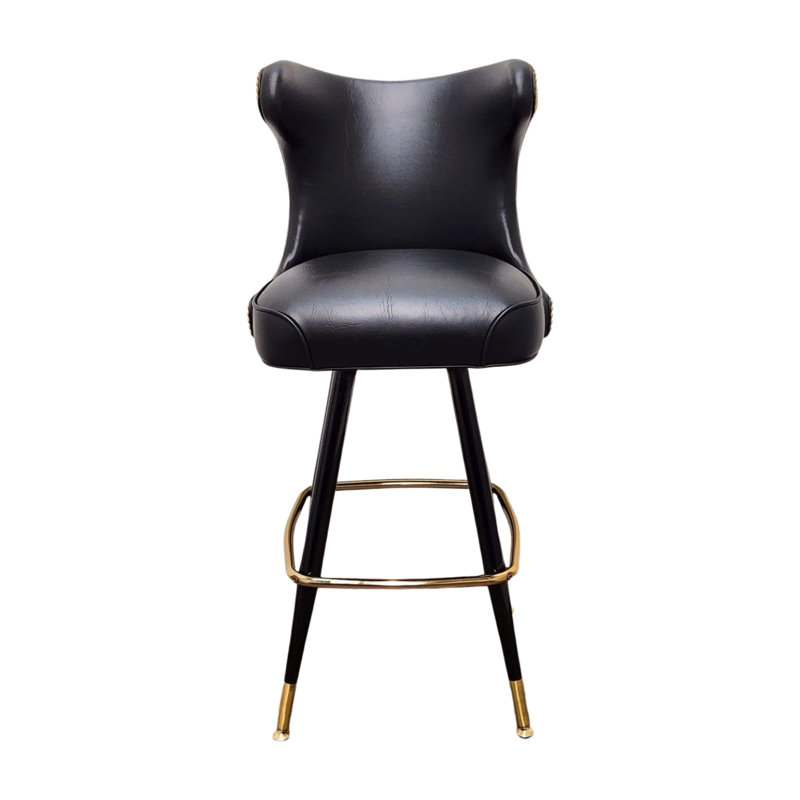 Tabouret de bar pivotant à boutons touffeté Cowboy, Noir