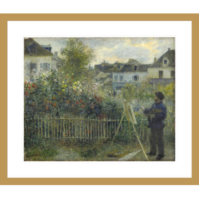 «Monet, peinture dans son jardin à Argenteuil» par Pierre-Auguste Renoir, impression giclée encadrée