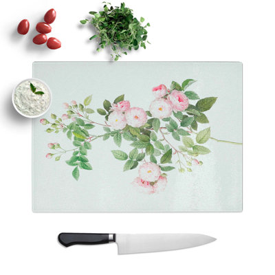 Tempered Glass Baby Roses Chopping Board