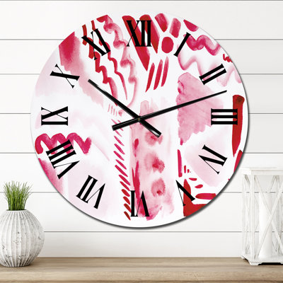 Retro Graphic Elements in Orange and Red II - Modern Wall Clock