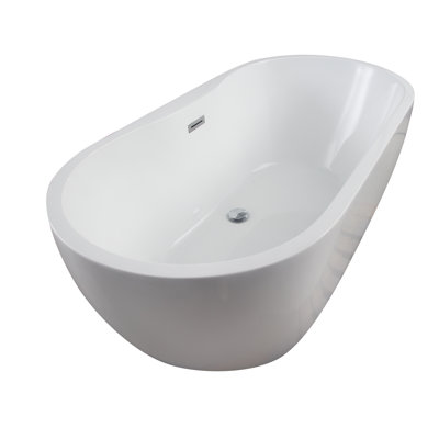 Pilar 65'' x 29.5'' Soaking Acrylic Bathtub