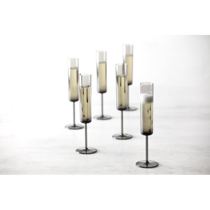 Gray 6oz Copolyester Champagne Flute Set of 6