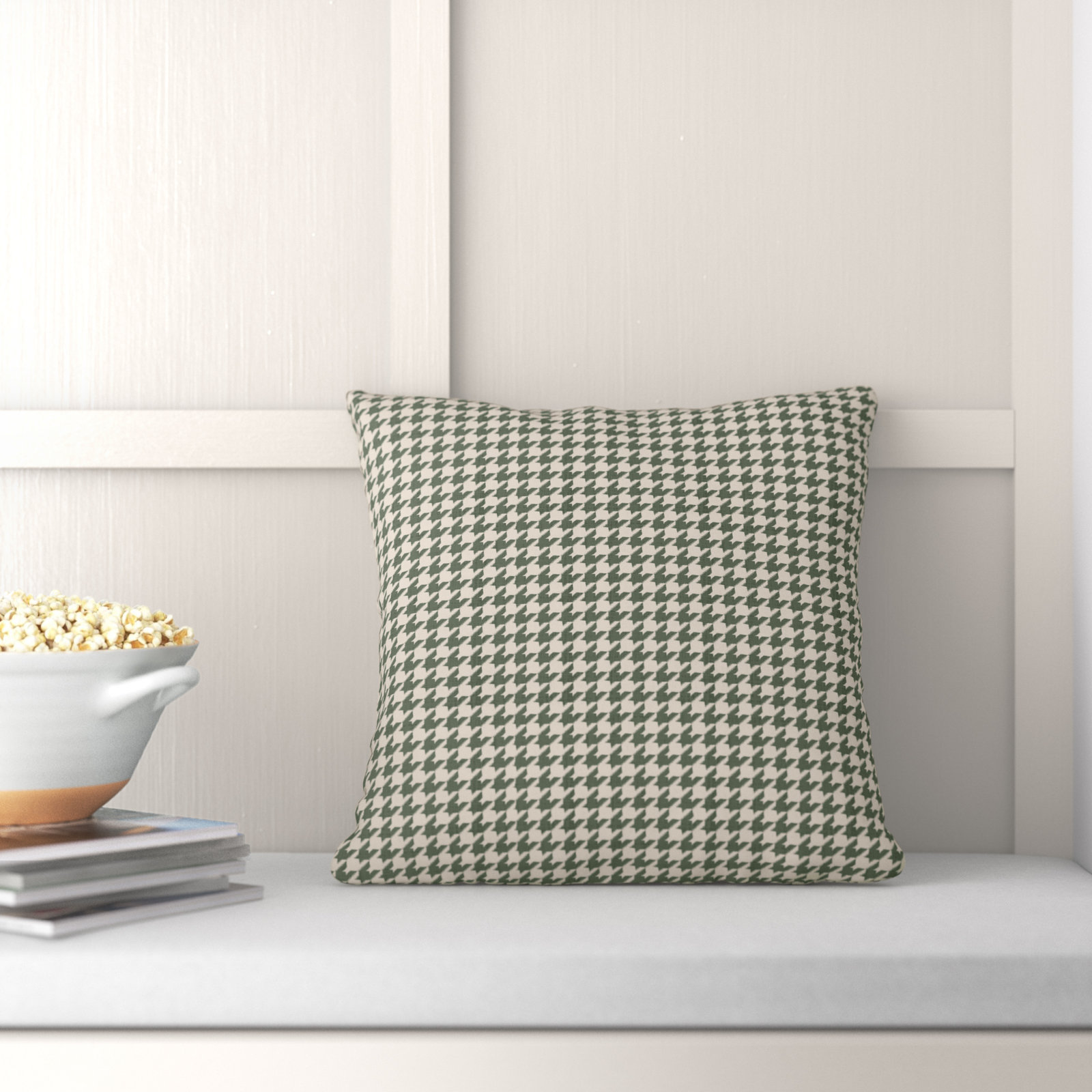 Arkins Raines Square Cotton Pillow Cover, Cover, 18, Green/White