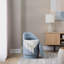 Tabouret de coiffeuse 18 po rembourré en tissu bleu clair