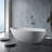 Matte White 59" Stone Resin Freestanding Soaking Bathtub, , Thermal Conductivity, Generous Inner Size, Clog - Conductivity Balance, Dimensions, Drainage
