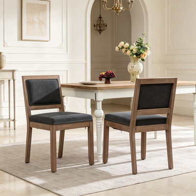Ensemble de 6 chaises de salle à manger de style campagnard, chaises d'appoint modernes du milieu du siècle, revêtues de tissu, structure en bois massif avec coussin rembourré, ressorts en S et mousse haute densité, pour la cuisine, la salle à manger et le coin repas