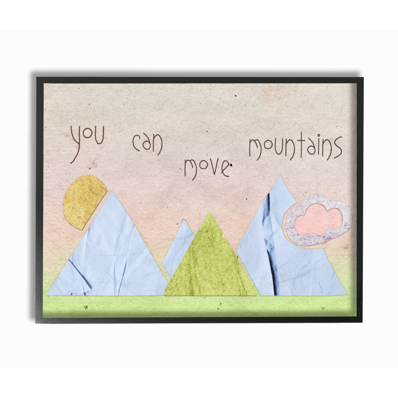 « You Can Move Mountains collage rose », art encadré, Giclée encadrée noir minuit, H 11 po x l 14 po
