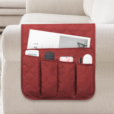Fauteuil pour fauteuil inclinable, organisateur pour accoudoirs antidérapant pour canapé, organisateur pour accoudoir inclinable à 5 poches rouge, support de rangement latéral pour les télécommandes, téléphone portable, magazines et tablettes, lavable à la machine