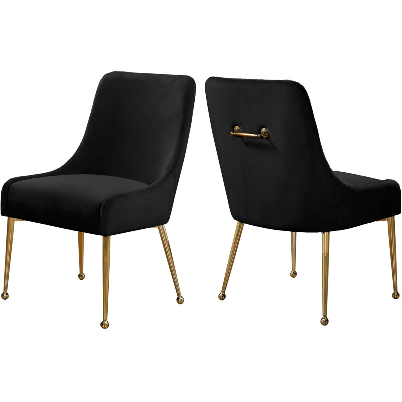 Chaise d'appoint rembourrée en velours Owen, Velours noir