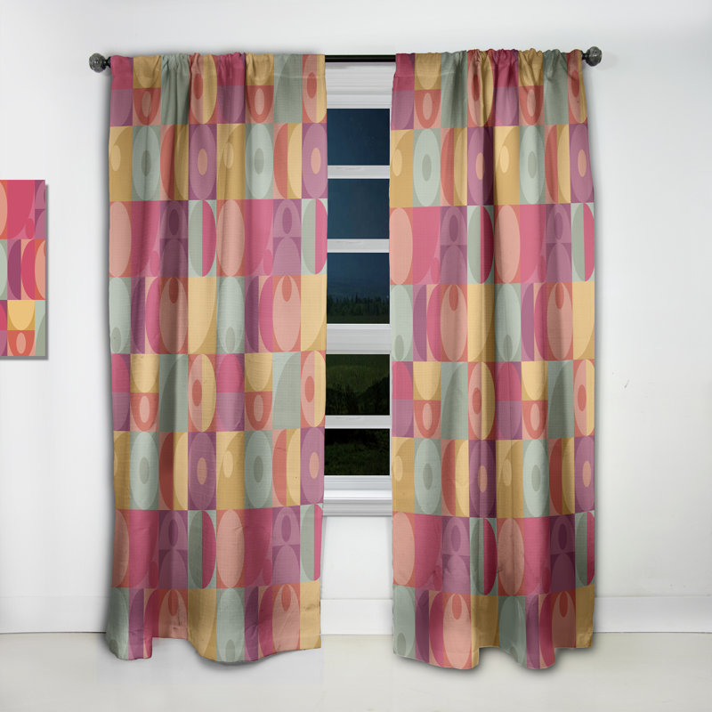 Panneau de rideau géométrique, décor occultant Mid-Century Minimal - géométrique rétro Minimal I, L 52 po x L 95 po