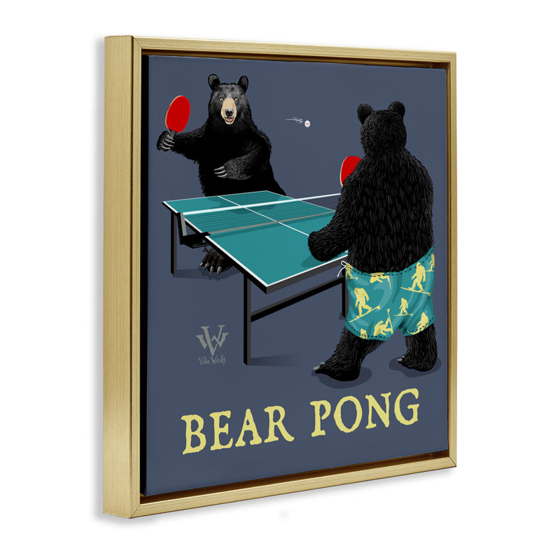 Cadre flottant Bear Pong, H 18 po x l 18 po, Cadre flottant métallique doré