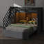 Lit simple superposé simple avec marches de rangement, garde-robe, ports USB et éclairage intégré-319897582