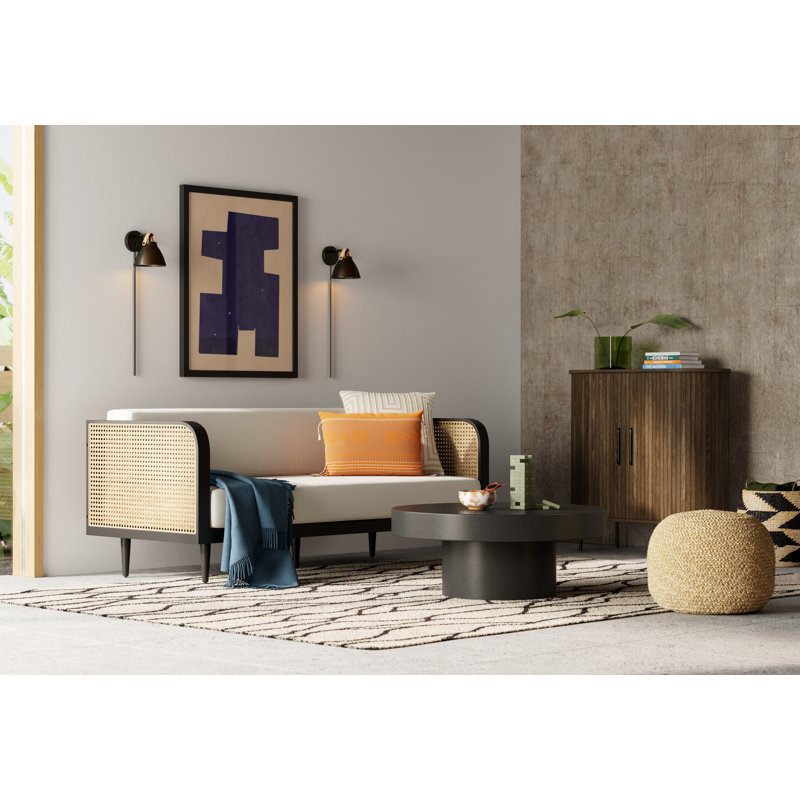 Rodriguez Upholstered Pouf, Khaki