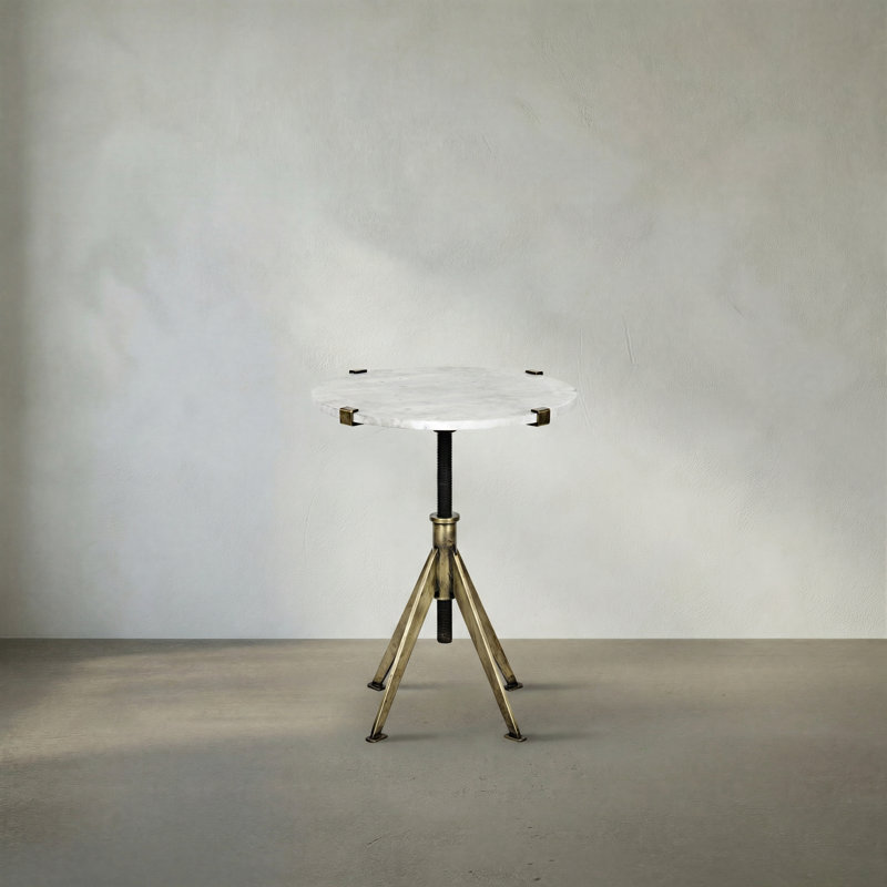Edith Marble End Table, Antique Brass