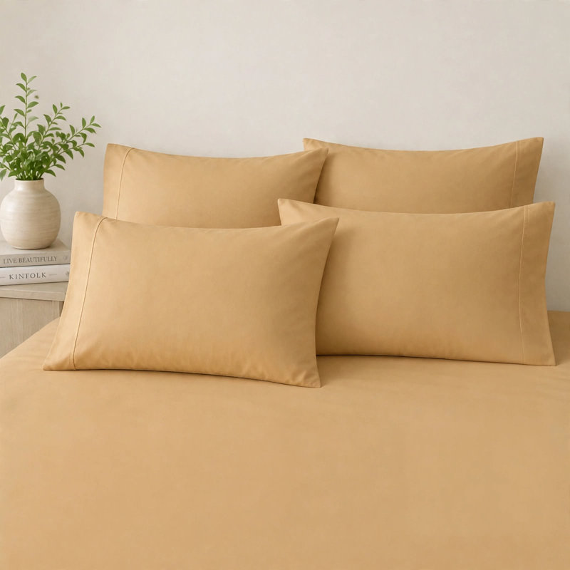 Ensemble de draps en microfibre 6 pièces, Grand, Doré
