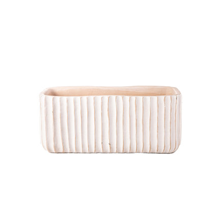 Cement Rectangle Pot Painted Finish Beige