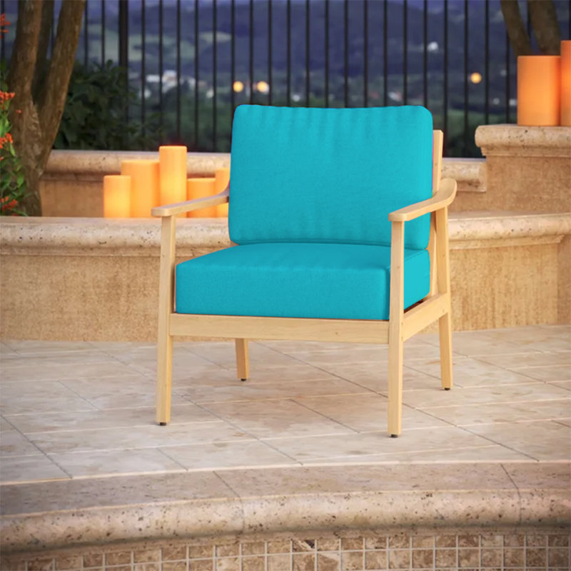 Coussin de dossier extérieur, Turquoise, 25 po x 25 po