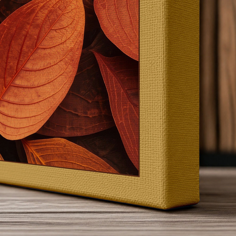 Autumn Leaf Study Botanical - Wrapped Canvas, 18x12 - 45.7 x 30.5 cm, Ochre Border