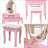 Princess Vanity Desk With Cushioned Stool & LED Mirror - For Bedroom Makeup Organization-7376969