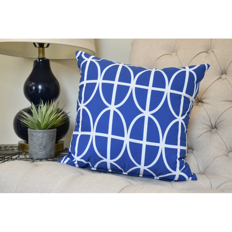 Palm Beach Geometric Reversible Throw Pillow, Royal Blue, 18" x 18"