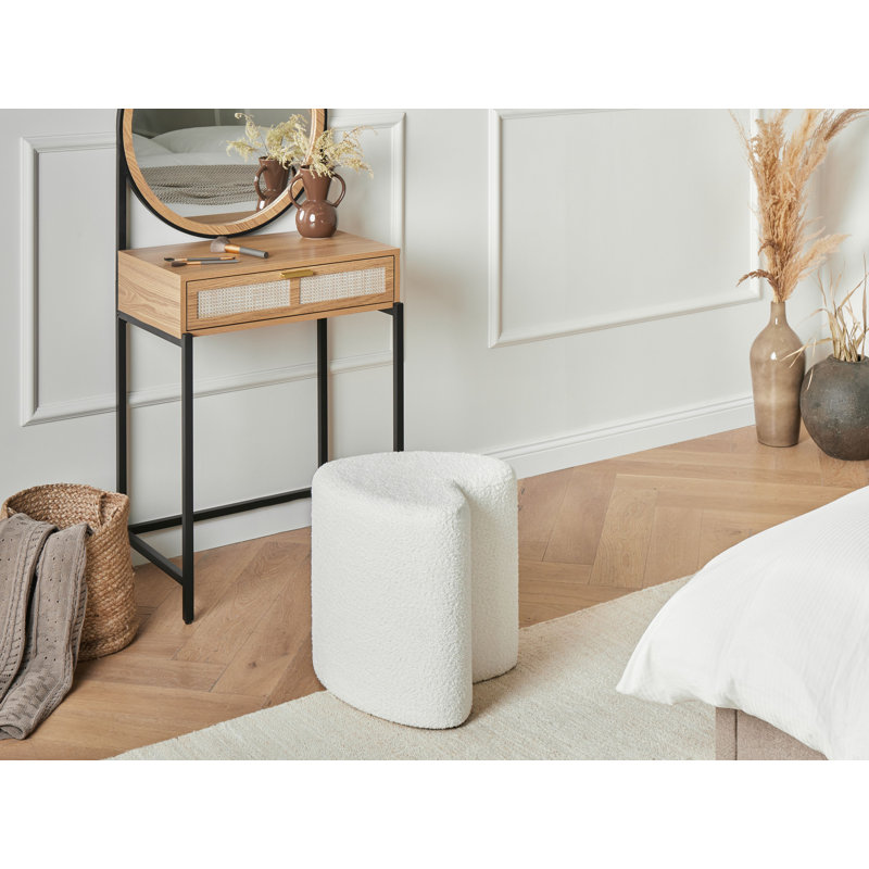 40cm Wide Heart Solid Colour Pouffe Ottoman, White