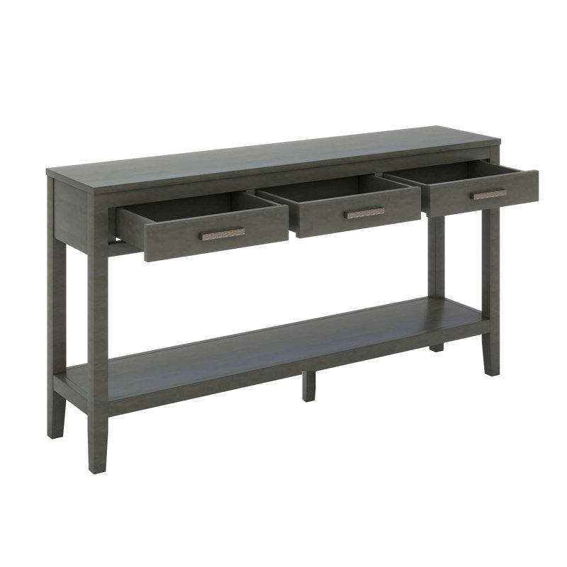 Console d'entrée avec rangement, 3 tiroirs, Gris