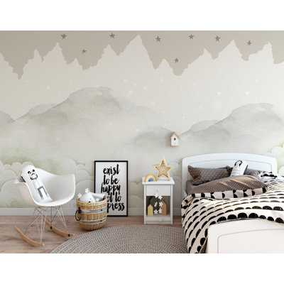 Papier peint amovible de paysage de montagne avec pépinière