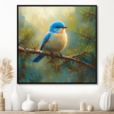«Cheery Bluebird In The Pines I», art mural oiseau