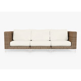 Brown Wicker Outdoor Sofa - 3 Seat, Palisades Cream