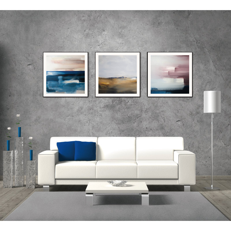Isla - Ensemble de 3 peintures sur toiles encadrées