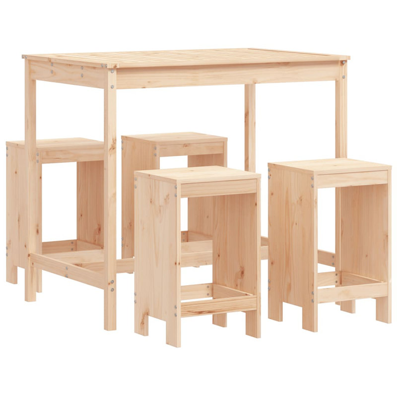 Ayano Brayden Studio Bar Set with Wood Frame and Solid Wood Outer Material, Brown