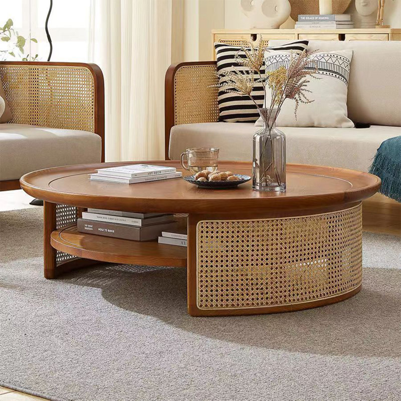 Table basse ronde en bois de cerisier