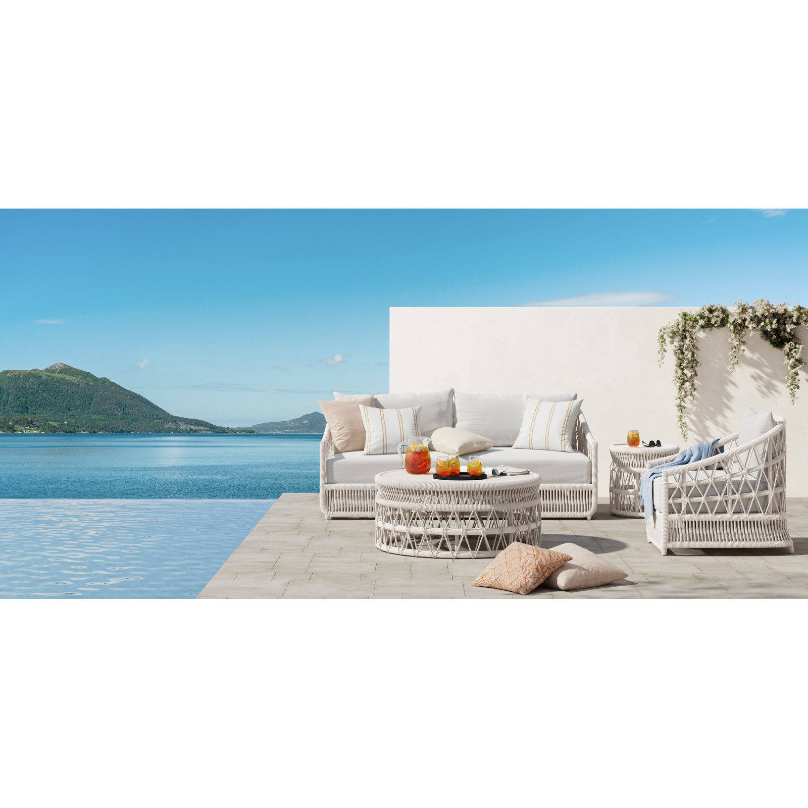 Lucan 78" Sunbrella® Patio Sofa, Linen Canvas Sunbrella® Canvas