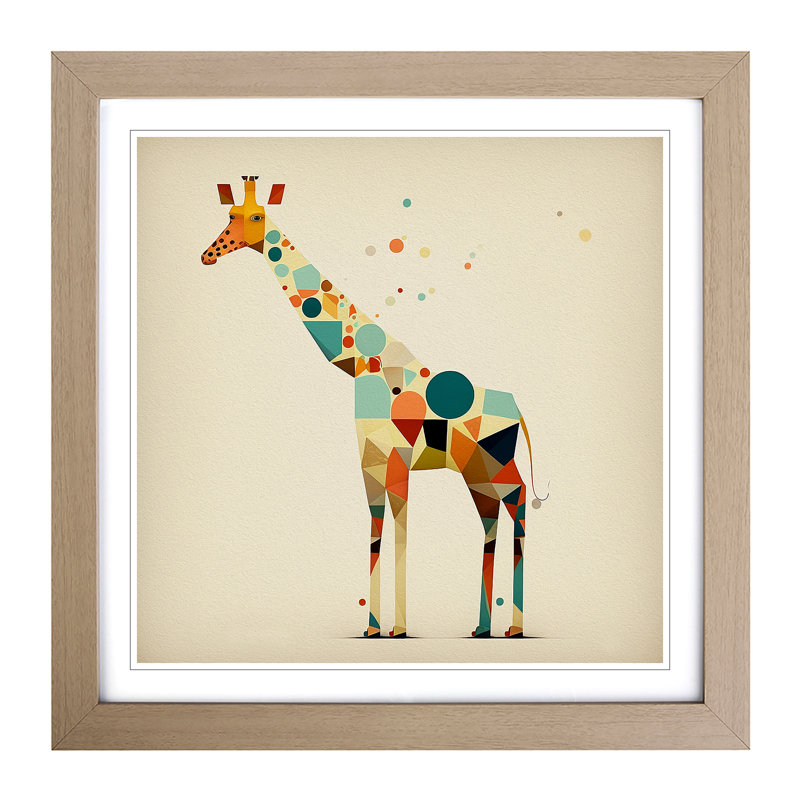 Giraffe Suprematism No.1 - Framed Print, Oak
