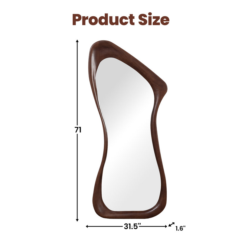 31.5 in. W x 71 in. H Kidney-shaped Solid Wood Framed Floor Mirror