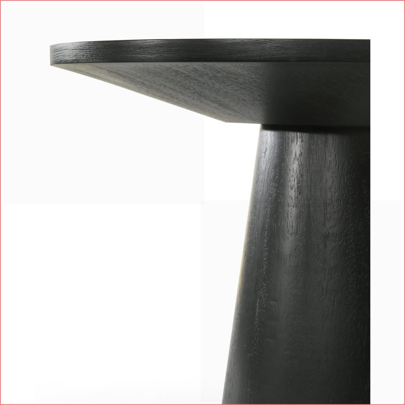 Table basse ronde de 20 po en ébène avec base à piédestal - peu encombrante pour le vestibule et le salon