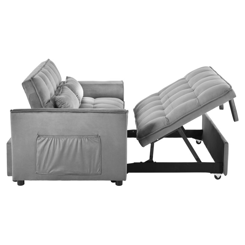 Fauteuil-lit gris - Lit convertible et relaxant, coussins lombaires réglables pour le salon, la maison, le bureau (