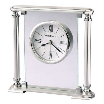 Metal Quartz movement / Crystal Alarm Tabletop Clock in Silver