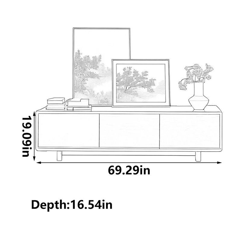 Meuble télé rétro en bois massif simple