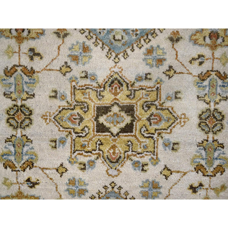 Tapis de couloir blanc en laine nouée à la main 2 pi 7 po x 7 pi 9 po F7B2A2F5BD334D268F68B26DDFC5F9B8