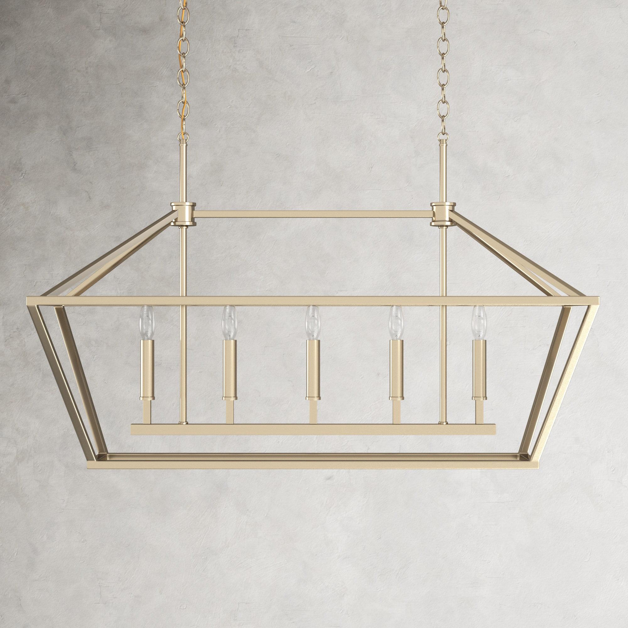 Glenhaven 5 Light Dimmable Pendant, Modern Gold