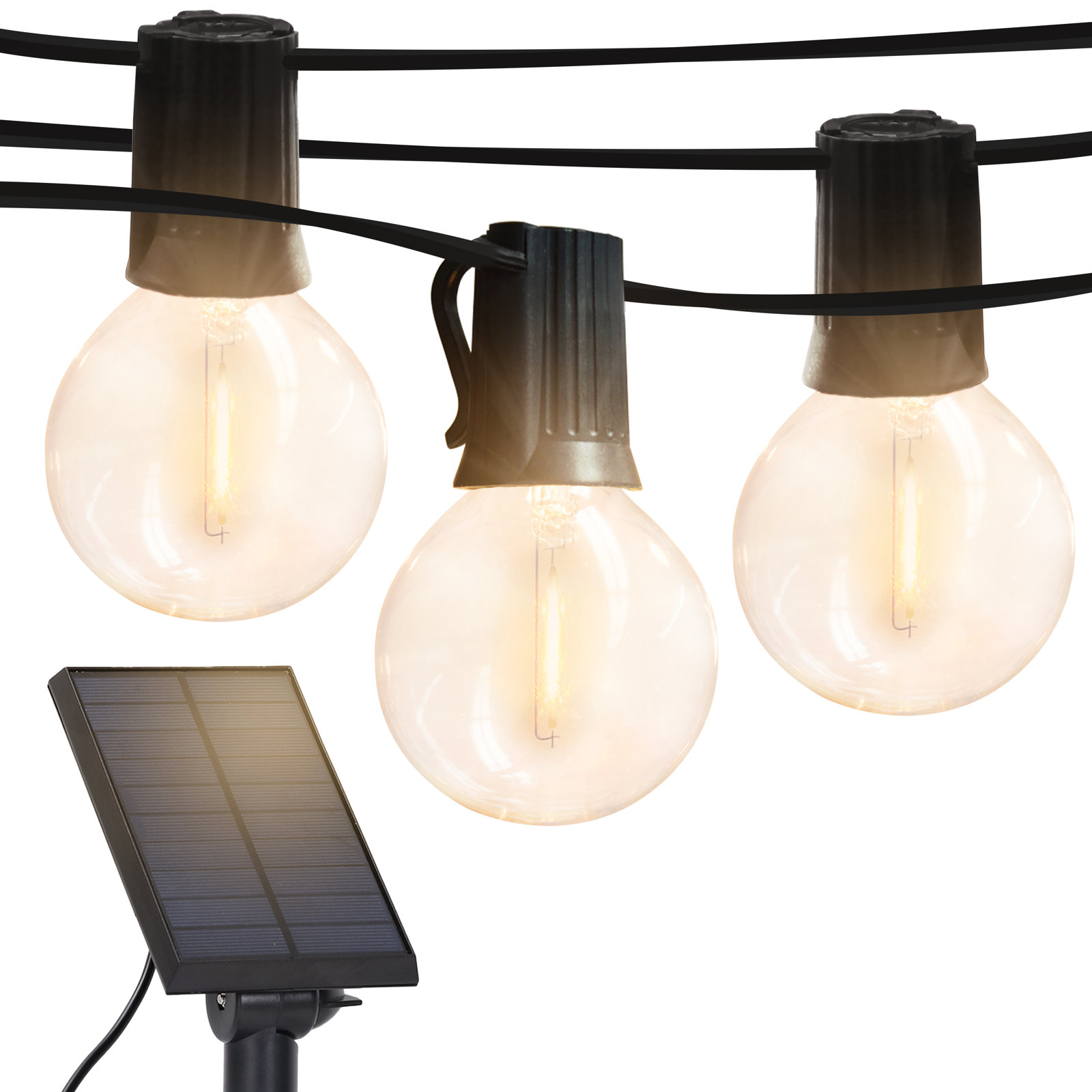 Pro Solar Outdoor LED String Lights, Warm White, No